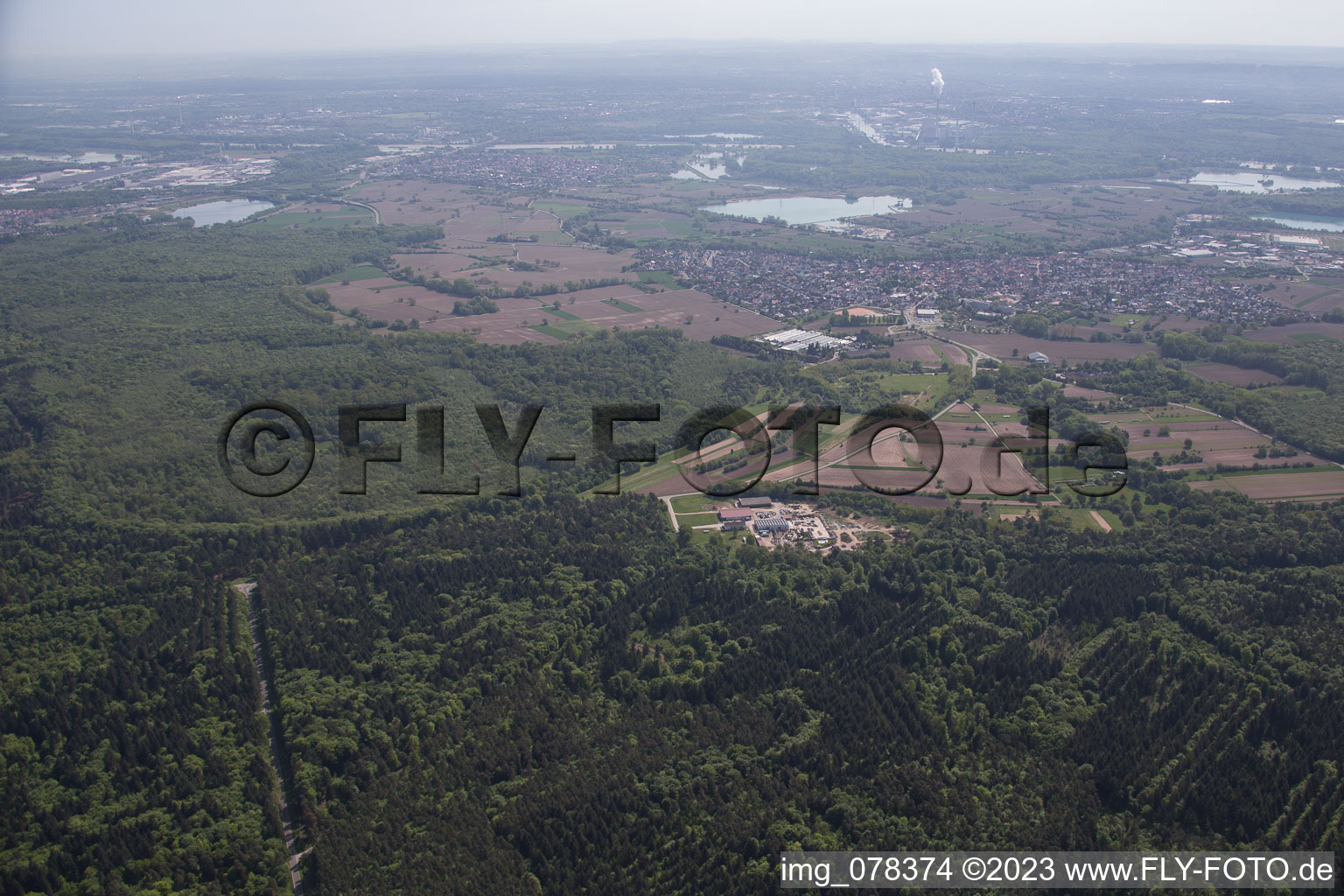 Bird's eye view of Hagenbach in the state Rhineland-Palatinate, Germany