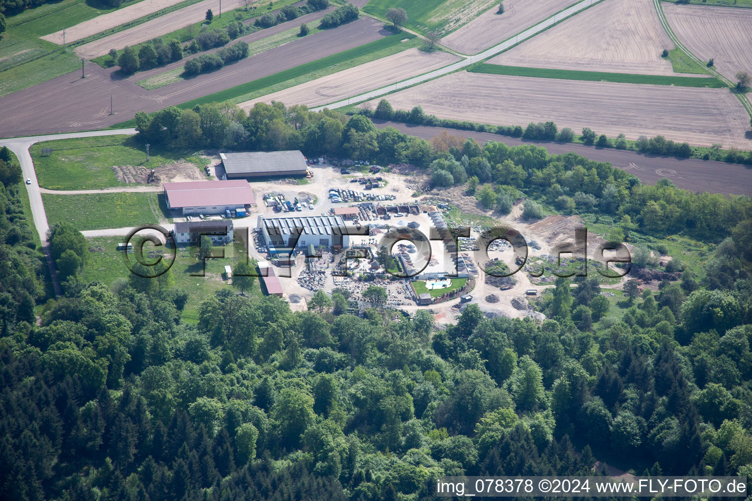 Oblique view of Palatinum Landscape and Garden Design in Hagenbach in the state Rhineland-Palatinate, Germany