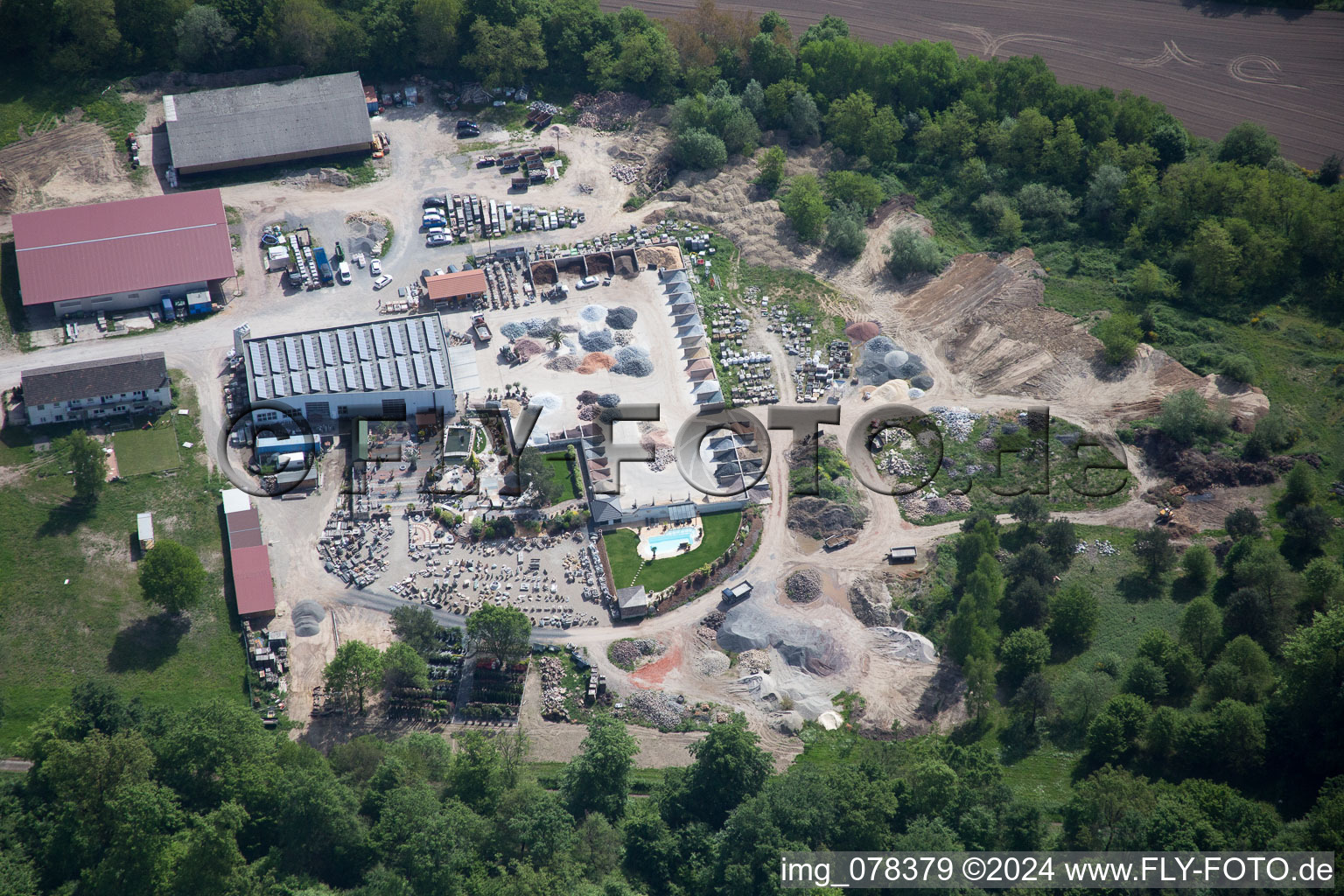 Palatinum Landscape and Garden Design in Hagenbach in the state Rhineland-Palatinate, Germany from above