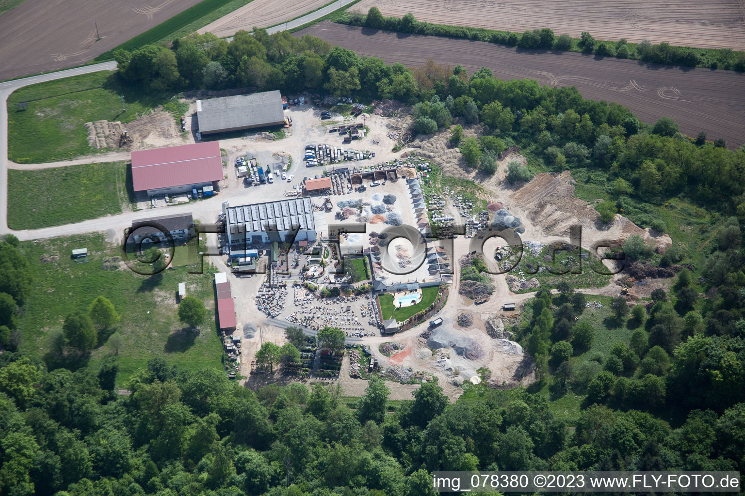 Palatinum landscape and garden design in Hagenbach in the state Rhineland-Palatinate, Germany out of the air