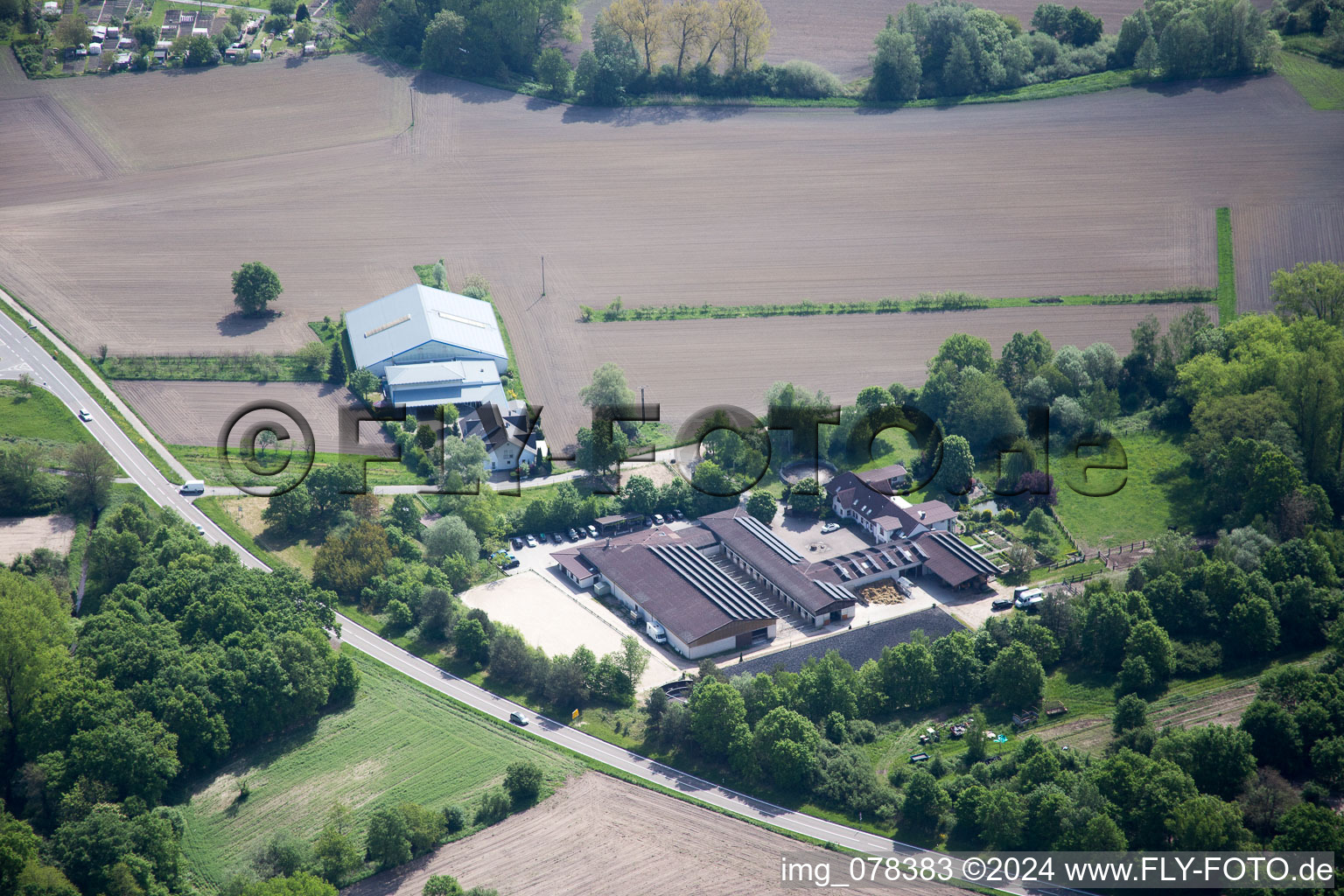 Drone recording of Hagenbach in the state Rhineland-Palatinate, Germany