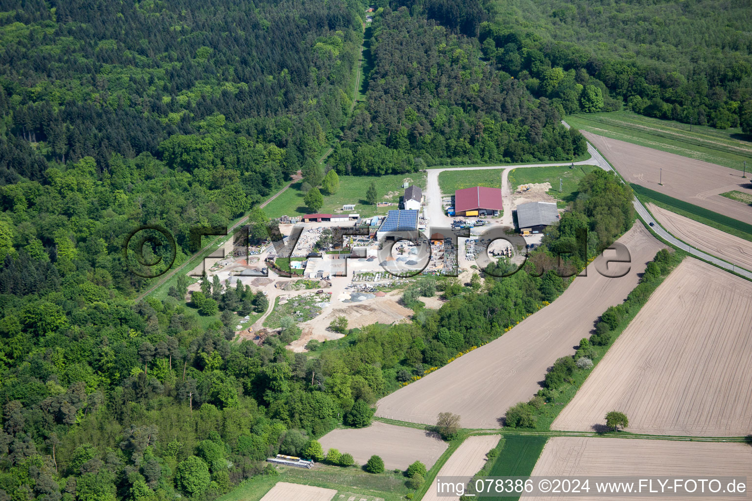 Palatinum landscape and garden design in Hagenbach in the state Rhineland-Palatinate, Germany from the plane