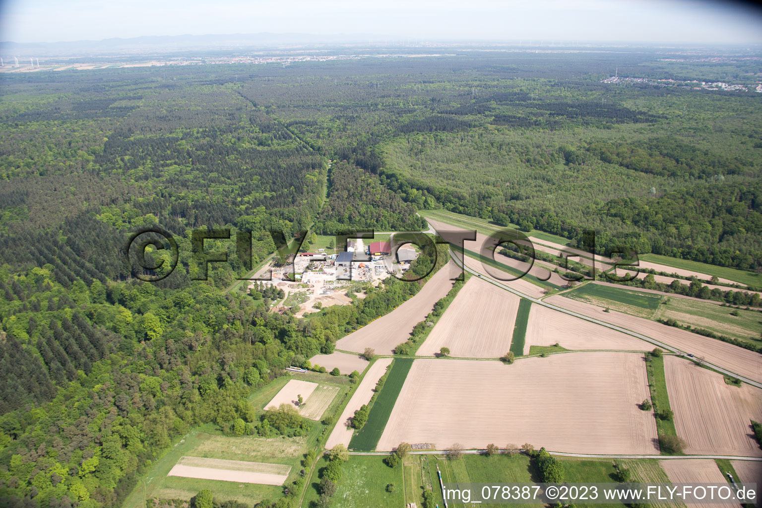 Bird's eye view of Palatinum landscape and garden design in Hagenbach in the state Rhineland-Palatinate, Germany