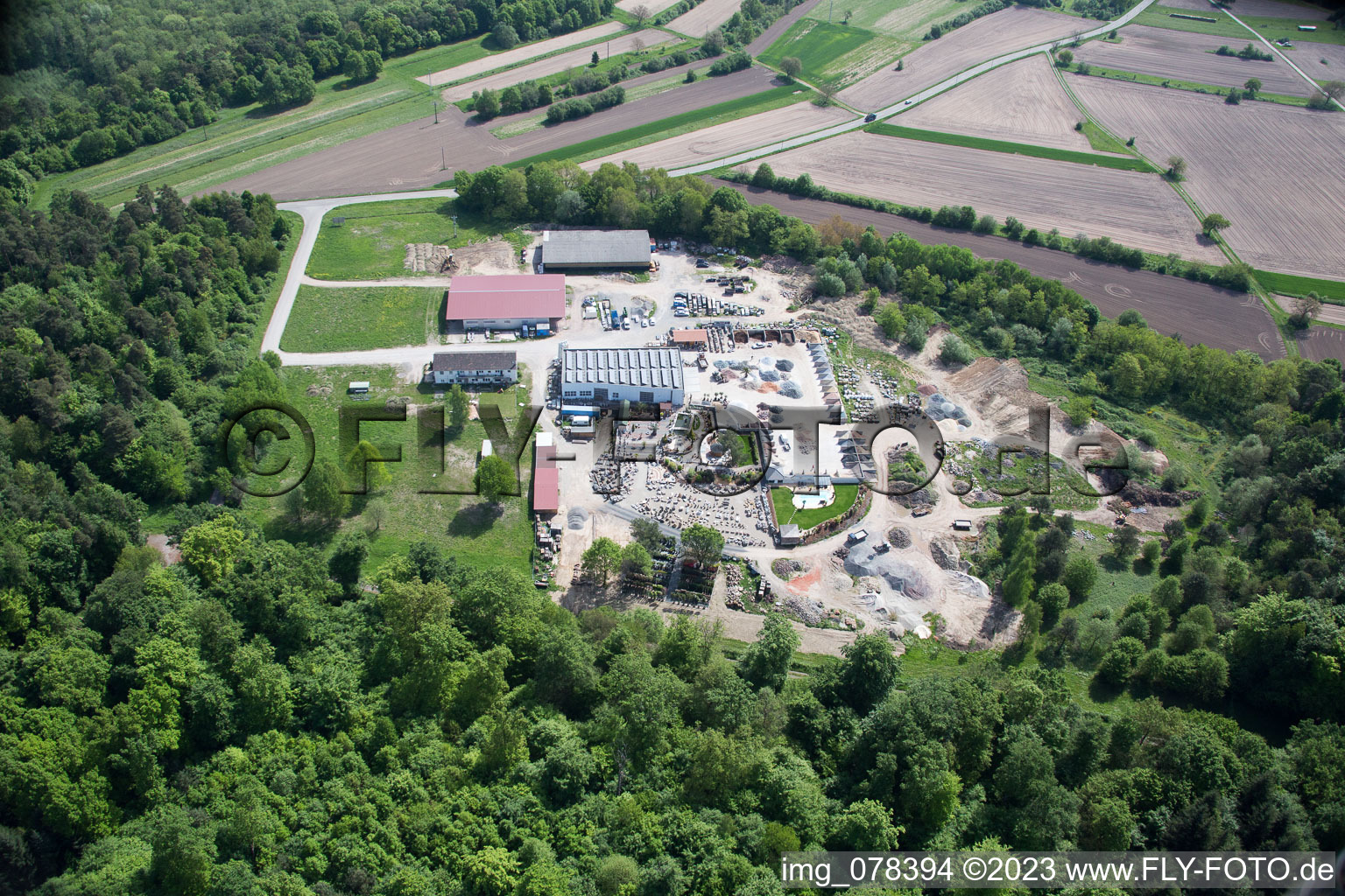 Palatinum landscape and garden design in Hagenbach in the state Rhineland-Palatinate, Germany from a drone