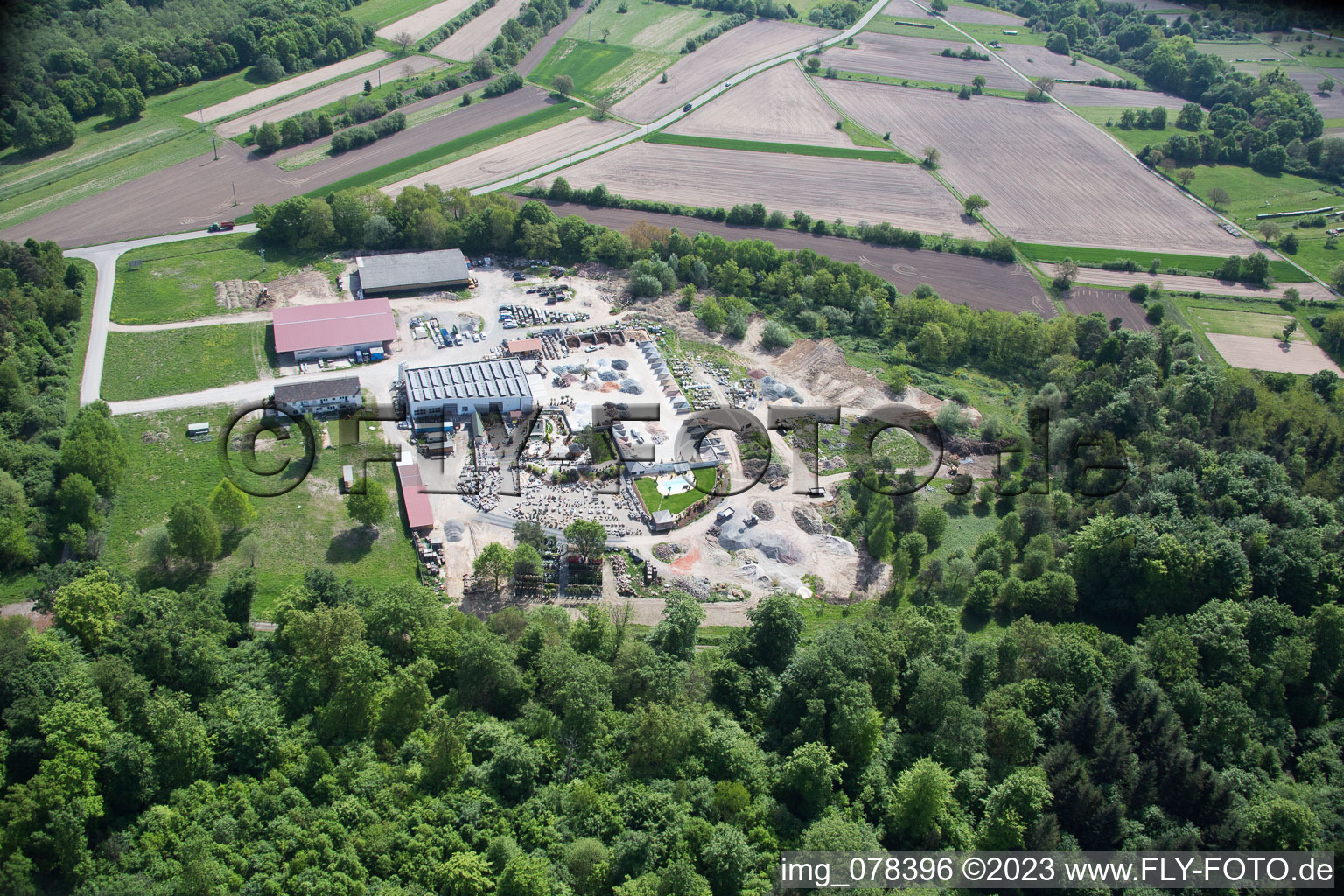 Aerial view of Palatinum landscape and garden design in Hagenbach in the state Rhineland-Palatinate, Germany
