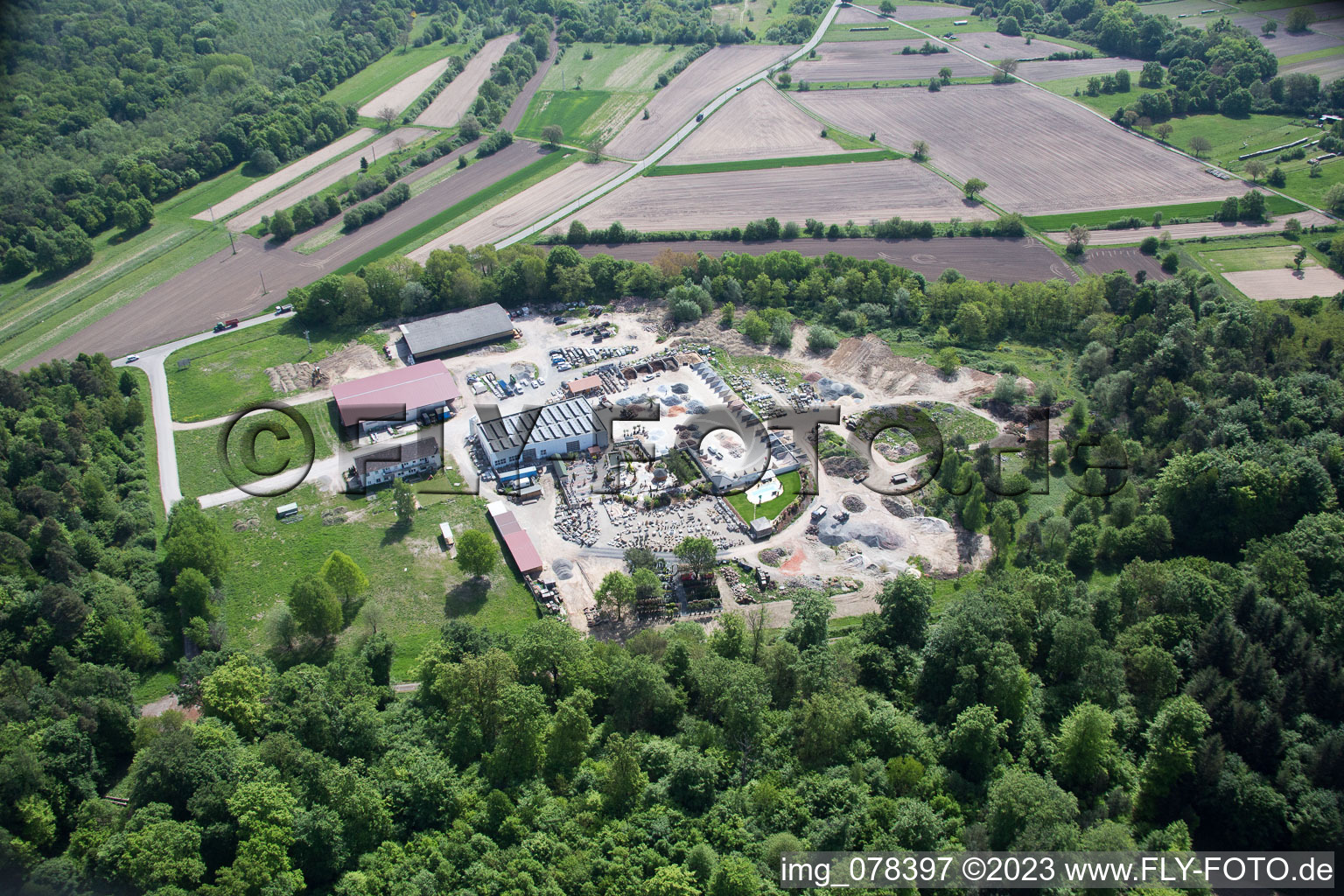 Aerial photograpy of Palatinum landscape and garden design in Hagenbach in the state Rhineland-Palatinate, Germany