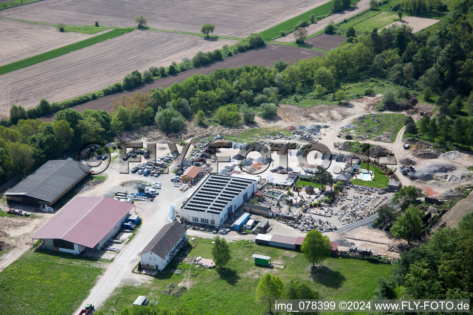 Oblique view of Palatinum Landscape and Garden Design in Hagenbach in the state Rhineland-Palatinate, Germany