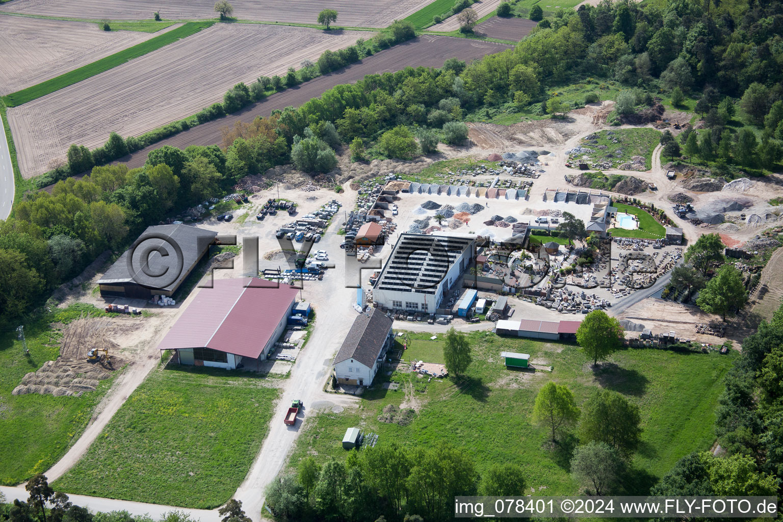 Palatinum landscape and garden design in Hagenbach in the state Rhineland-Palatinate, Germany out of the air