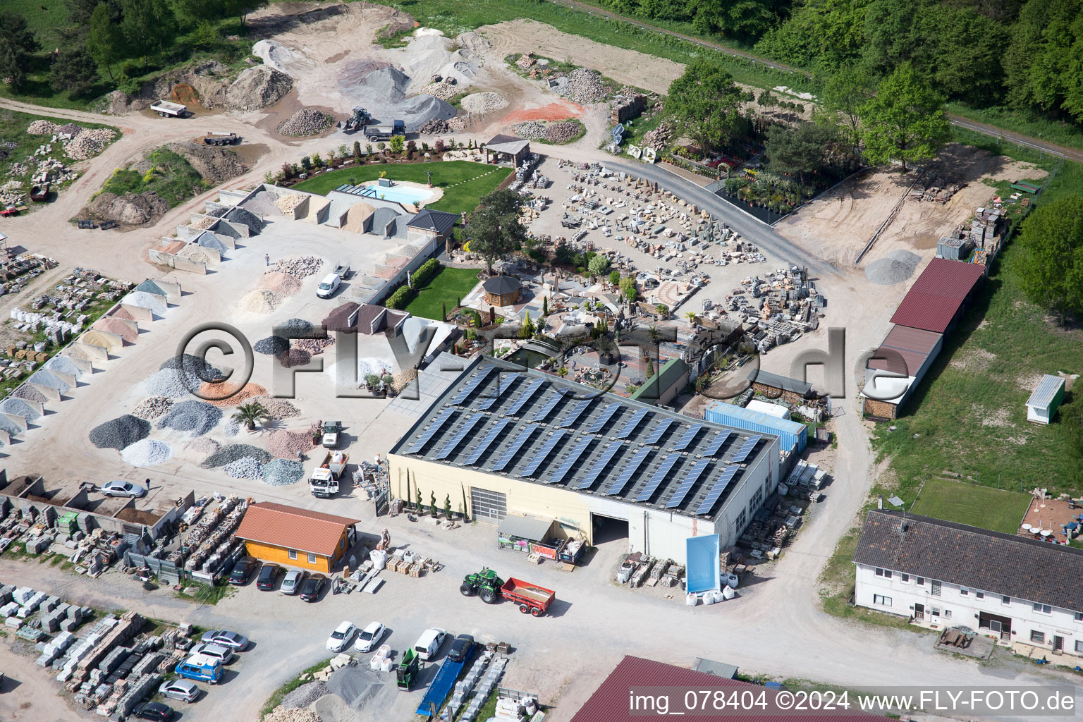 Bird's eye view of Palatinum Landscape and Garden Design in Hagenbach in the state Rhineland-Palatinate, Germany