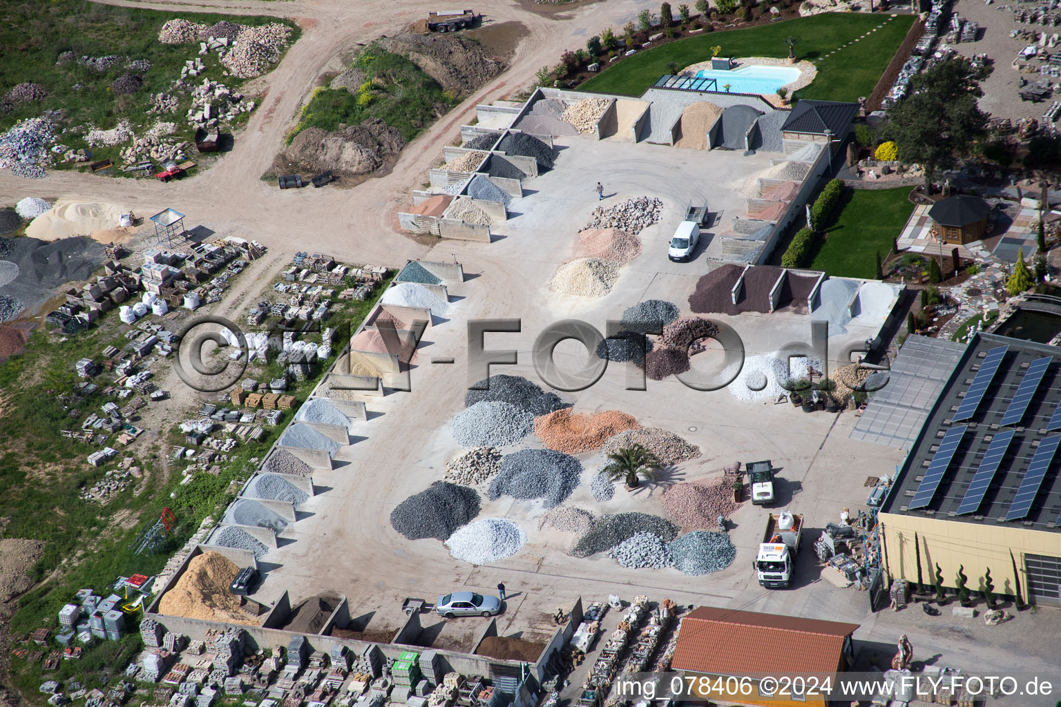 Drone recording of Palatinum Landscape and Garden Design in Hagenbach in the state Rhineland-Palatinate, Germany