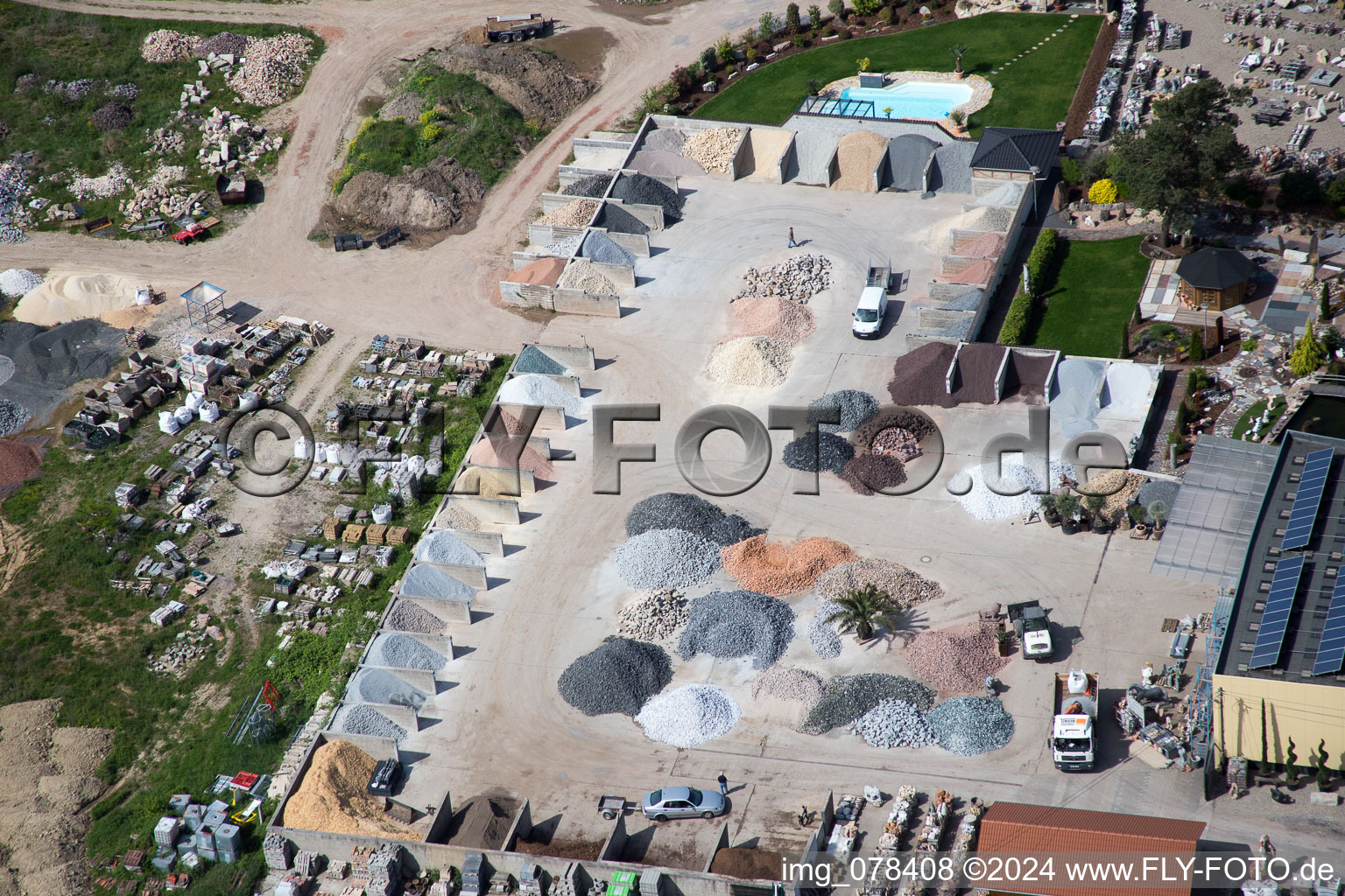 Palatinum landscape and garden design in Hagenbach in the state Rhineland-Palatinate, Germany from the drone perspective