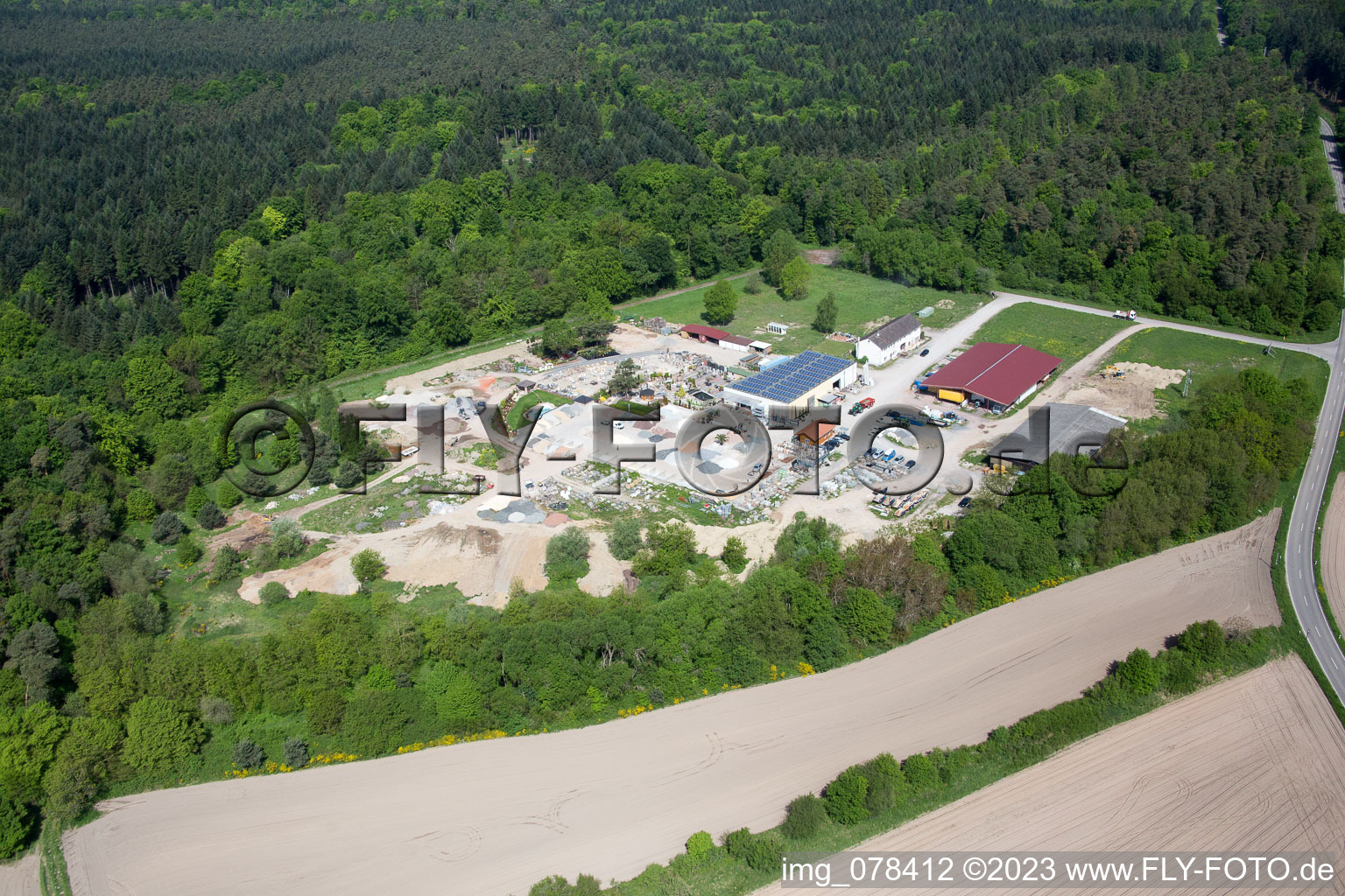 Aerial photograpy of Palatinum landscape and garden design in Hagenbach in the state Rhineland-Palatinate, Germany