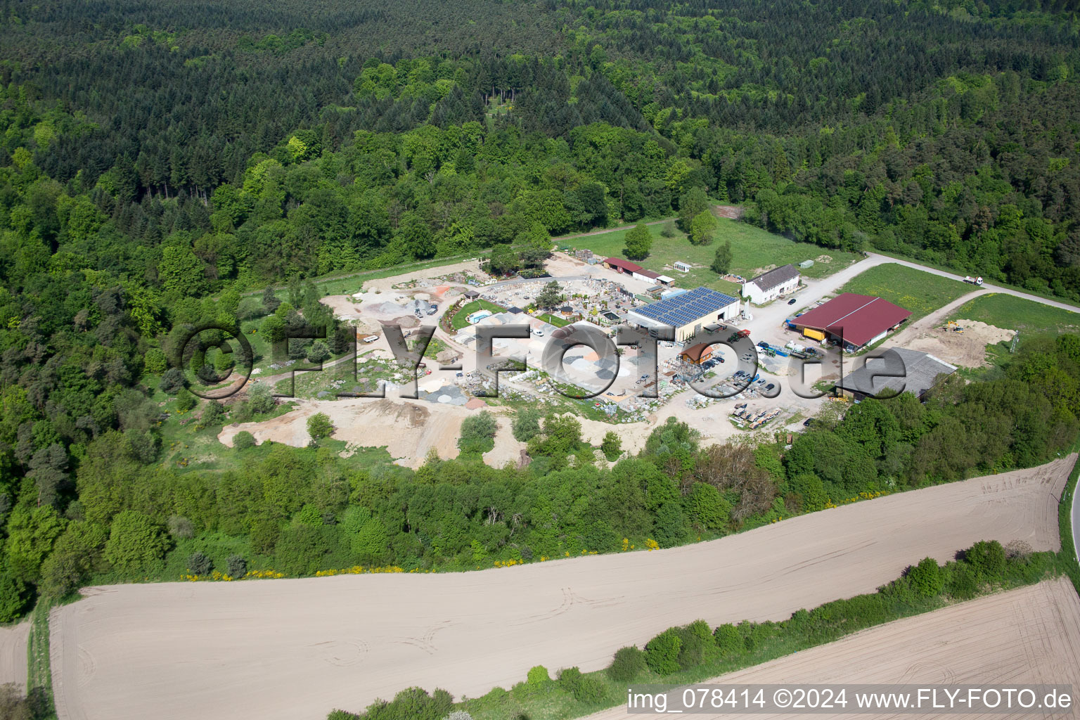 Oblique view of Palatinum landscape and garden design in Hagenbach in the state Rhineland-Palatinate, Germany