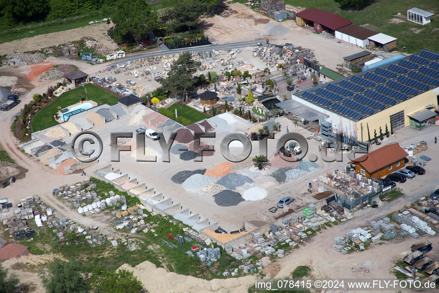 Palatinum landscape and garden design in Hagenbach in the state Rhineland-Palatinate, Germany from above