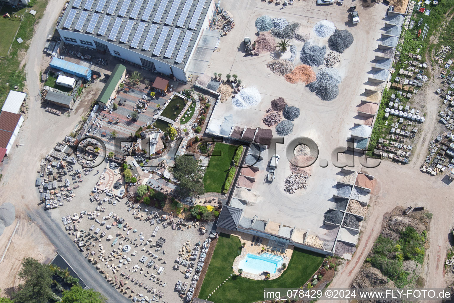 Aerial photograpy of Palatinum Landscape and Garden Design in Hagenbach in the state Rhineland-Palatinate, Germany