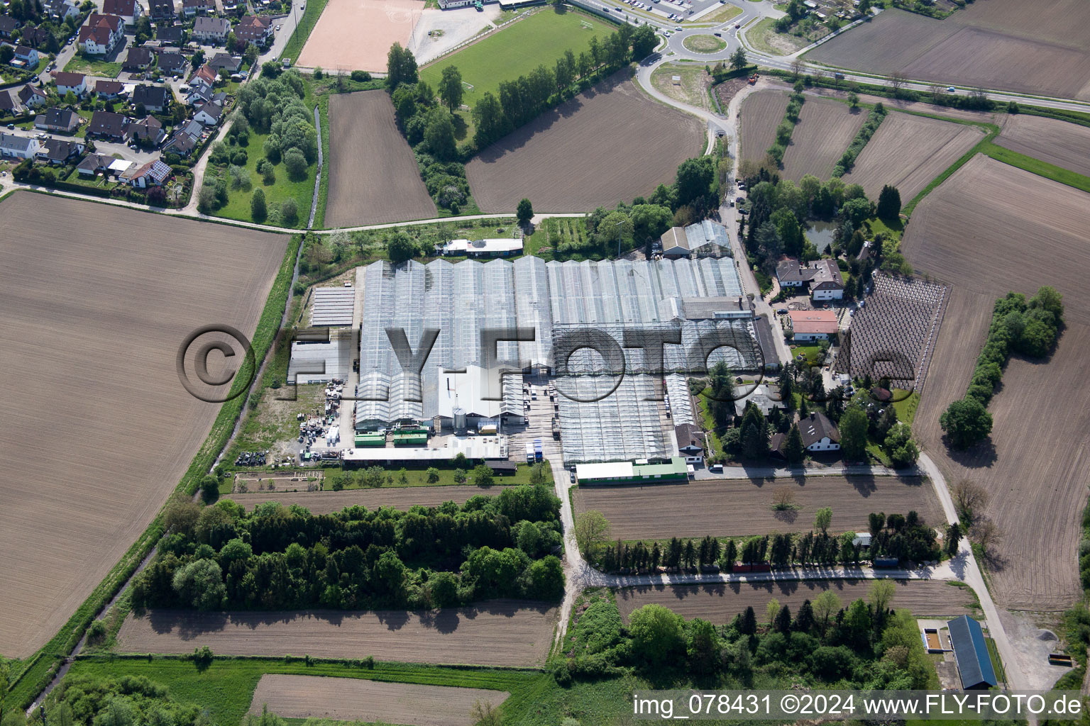 Hagenbach in the state Rhineland-Palatinate, Germany from the drone perspective