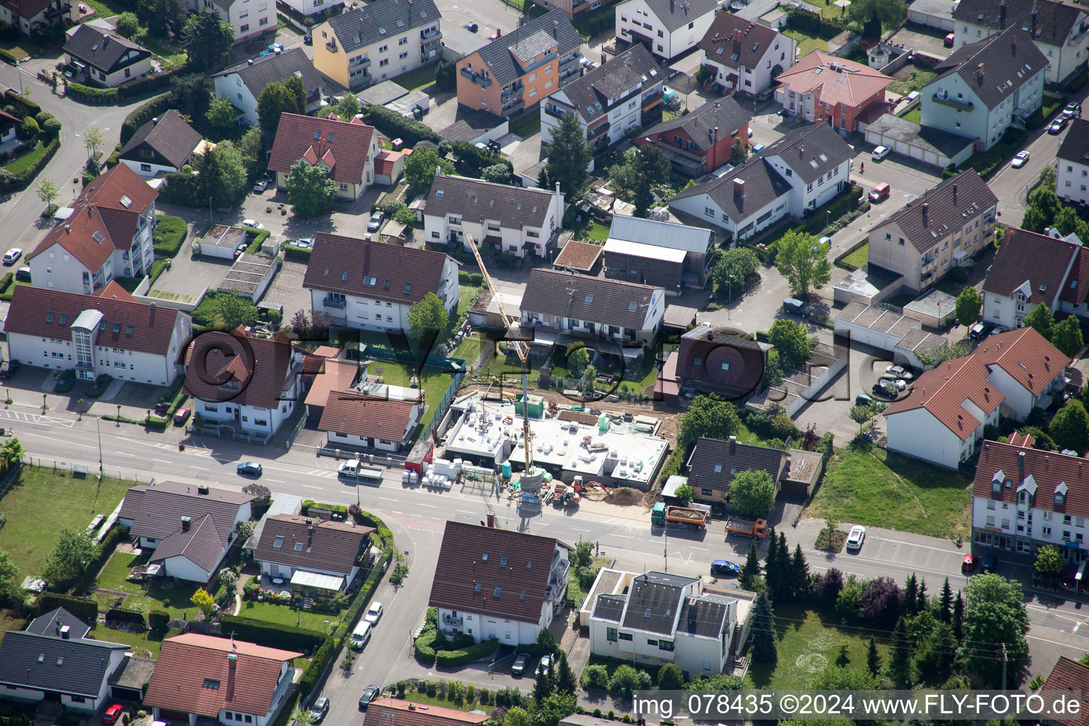 Hagenbach in the state Rhineland-Palatinate, Germany seen from a drone