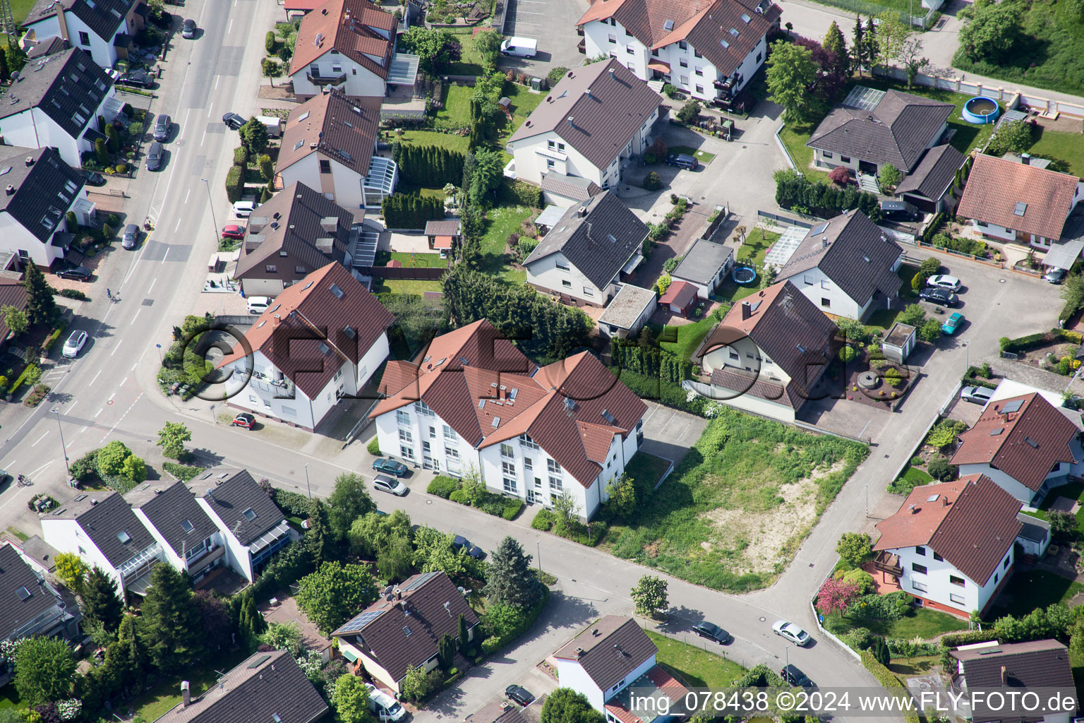 Oblique view of Hagenbach in the state Rhineland-Palatinate, Germany