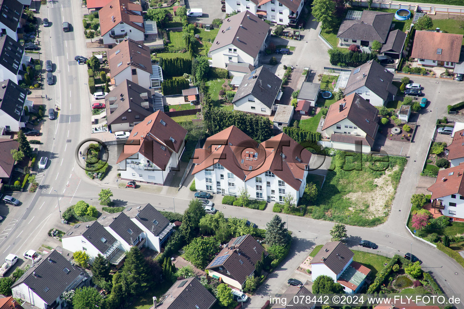 Hagenbach in the state Rhineland-Palatinate, Germany from the plane