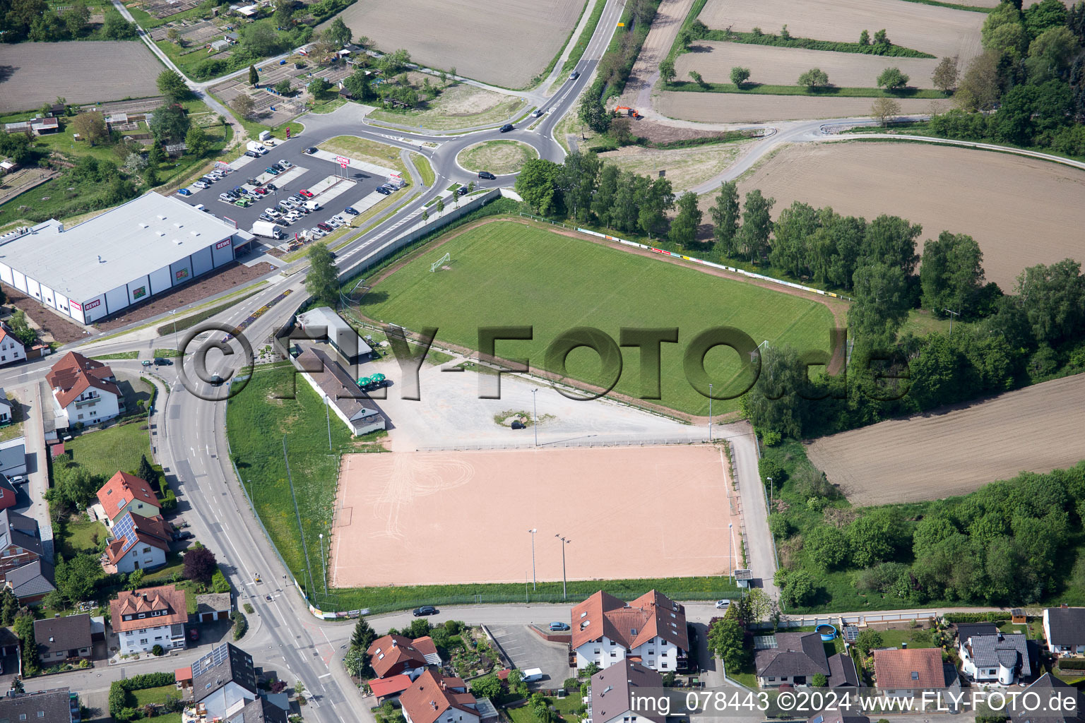 Bird's eye view of Hagenbach in the state Rhineland-Palatinate, Germany