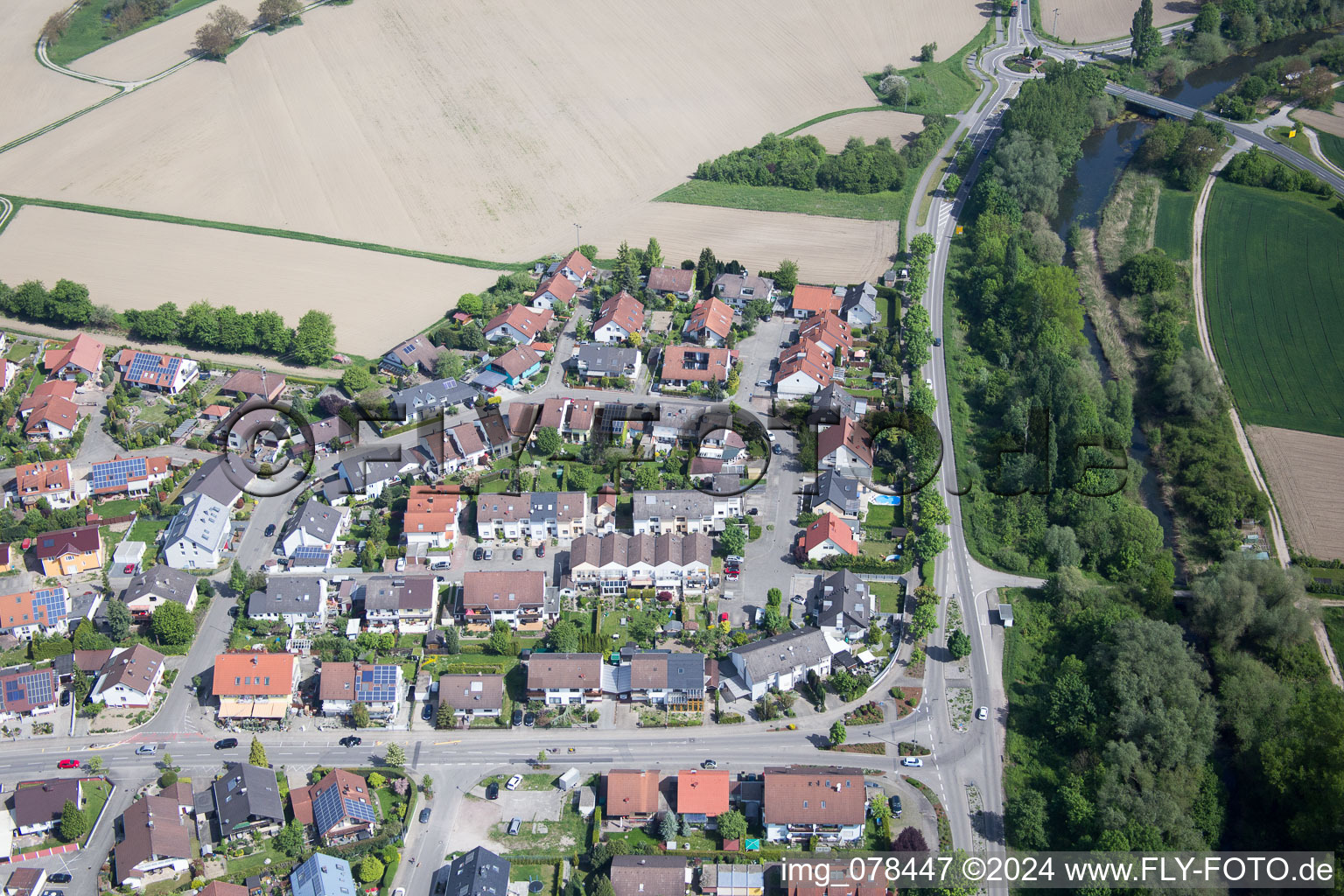 Drone image of Hagenbach in the state Rhineland-Palatinate, Germany