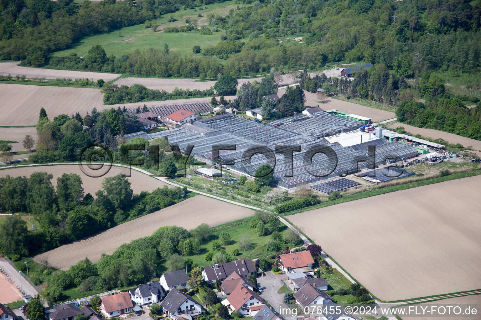 Hagenbach in the state Rhineland-Palatinate, Germany from above