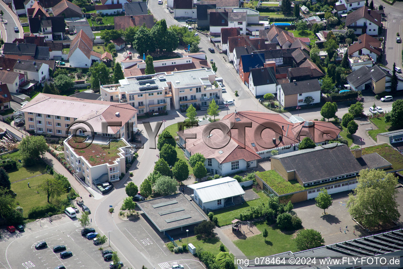 Hagenbach in the state Rhineland-Palatinate, Germany from a drone