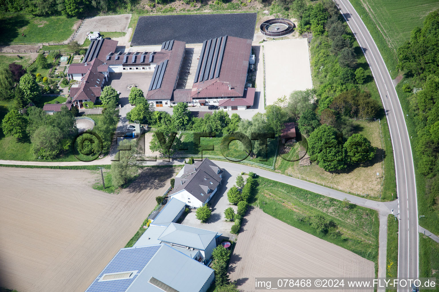 Aerial photograpy of Hagenbach in the state Rhineland-Palatinate, Germany