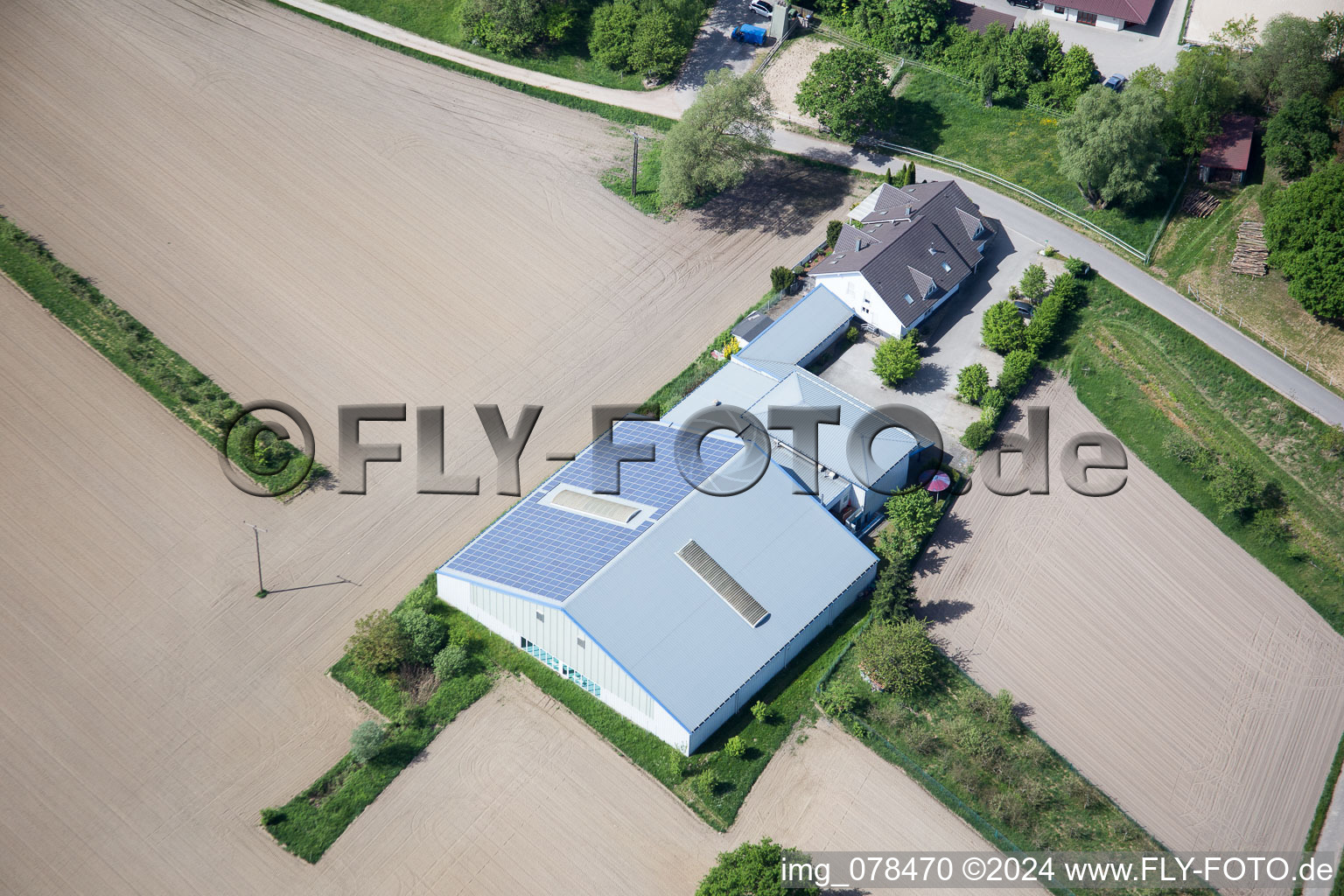 Oblique view of Hagenbach in the state Rhineland-Palatinate, Germany