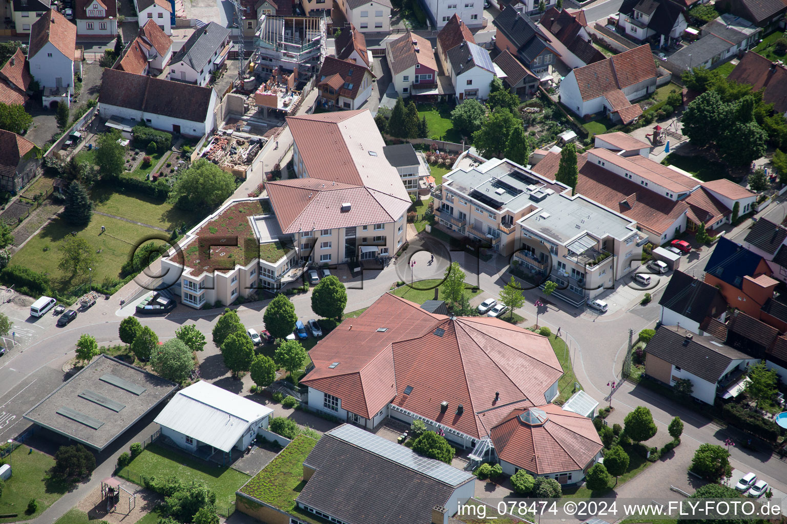 Hagenbach in the state Rhineland-Palatinate, Germany seen from above