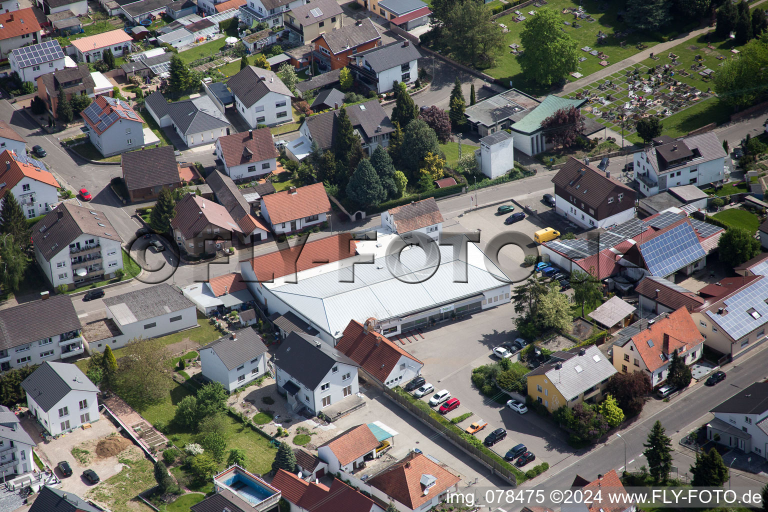 Hagenbach in the state Rhineland-Palatinate, Germany from the plane