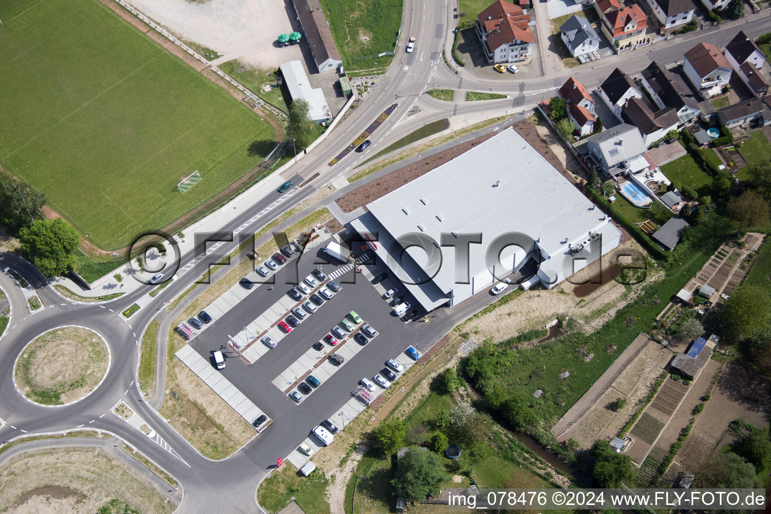 Bird's eye view of Hagenbach in the state Rhineland-Palatinate, Germany