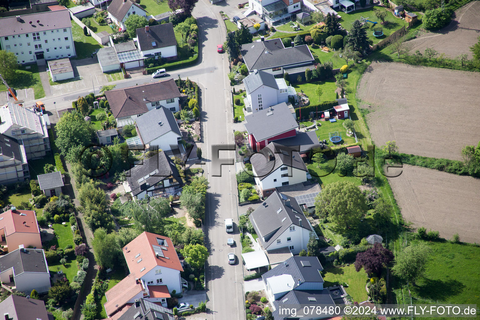 Drone recording of Hagenbach in the state Rhineland-Palatinate, Germany