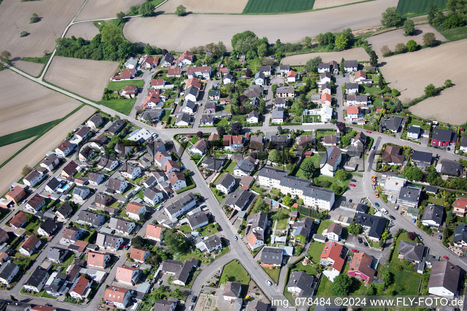 Hagenbach in the state Rhineland-Palatinate, Germany from a drone