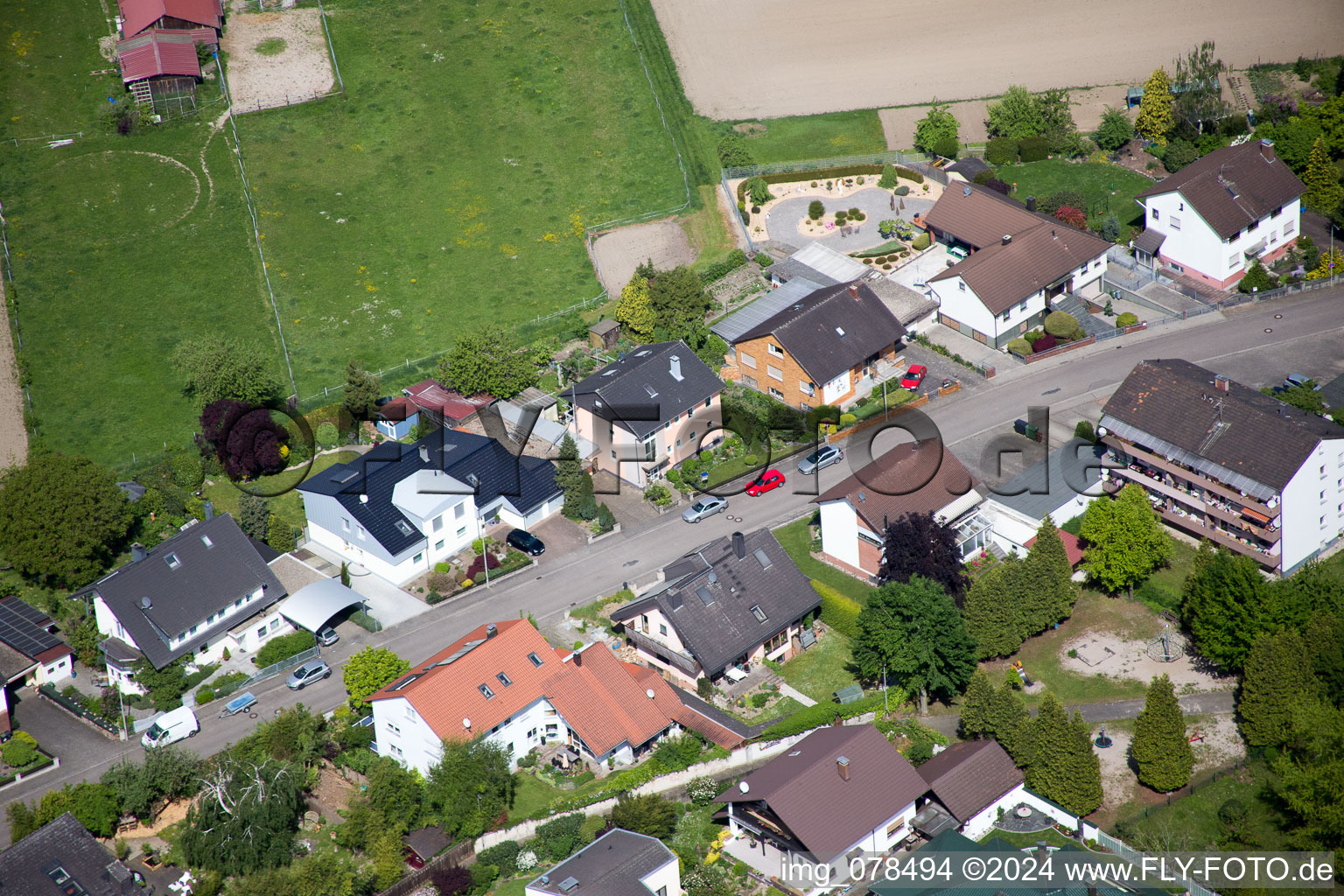 Bird's eye view of Hagenbach in the state Rhineland-Palatinate, Germany