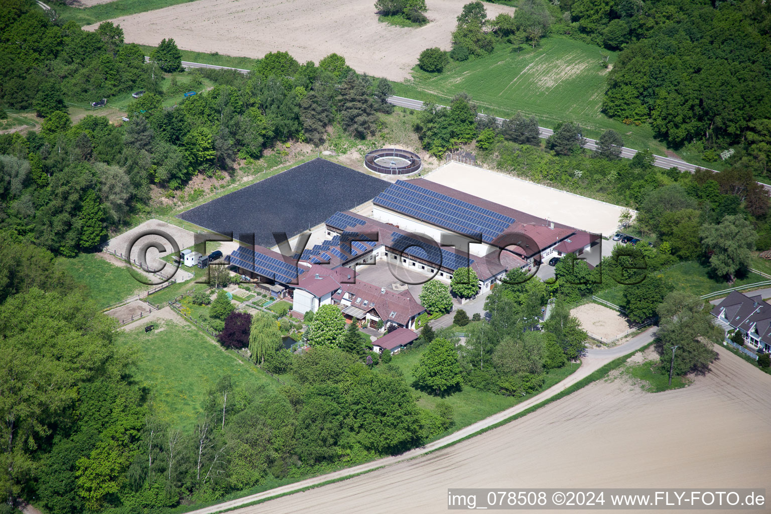 Hagenbach in the state Rhineland-Palatinate, Germany from above