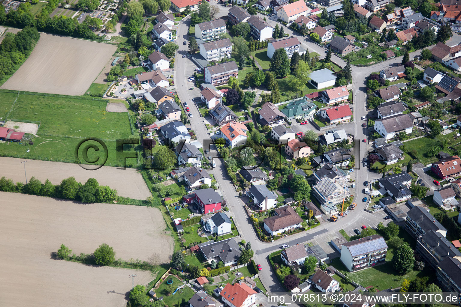 Hagenbach in the state Rhineland-Palatinate, Germany viewn from the air