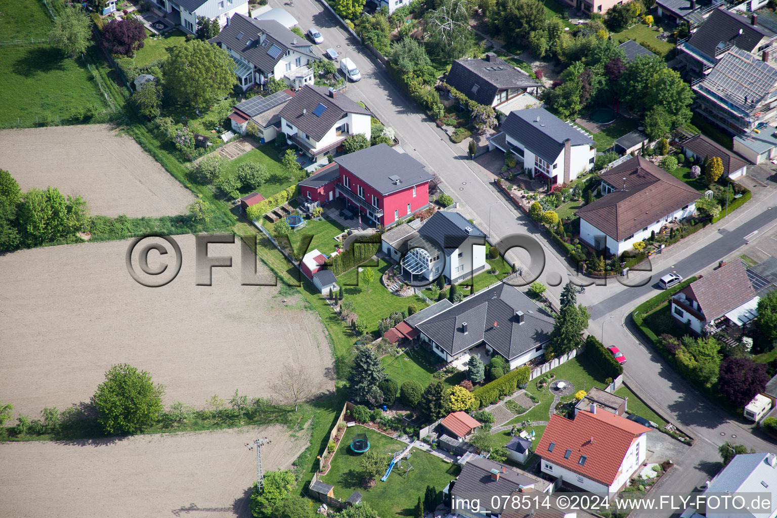 Drone recording of Hagenbach in the state Rhineland-Palatinate, Germany