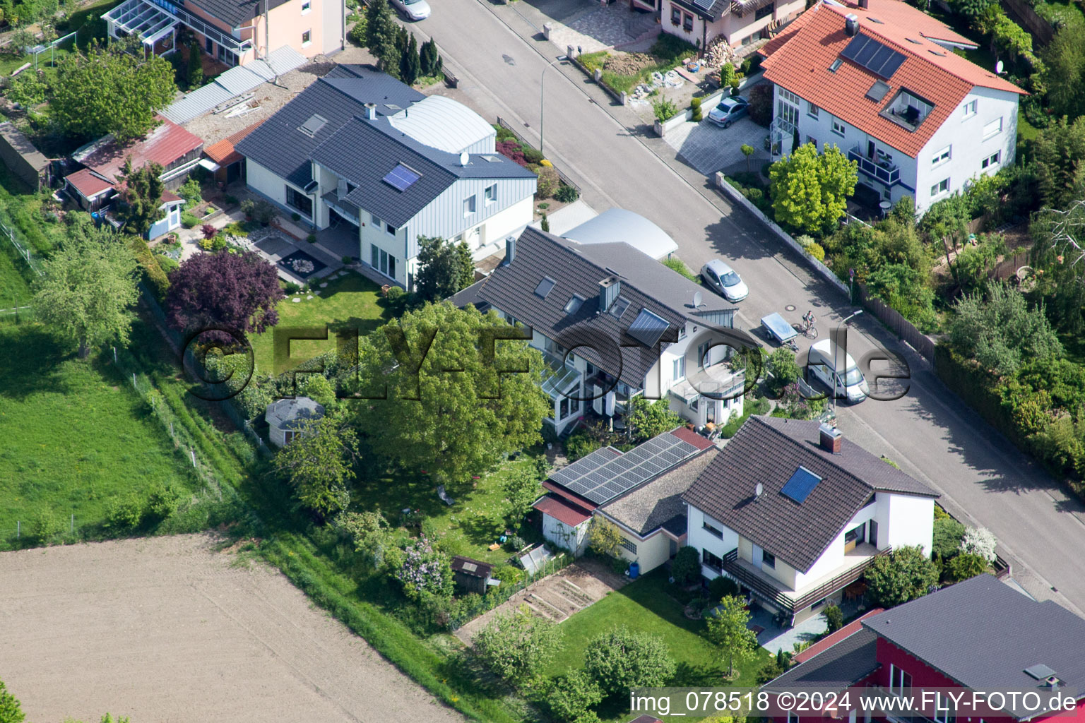 Hagenbach in the state Rhineland-Palatinate, Germany seen from a drone