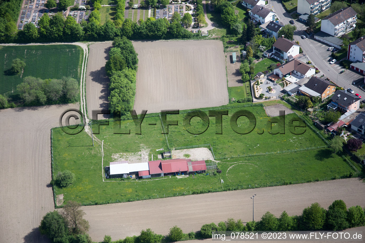 Aerial photograpy of Hagenbach in the state Rhineland-Palatinate, Germany