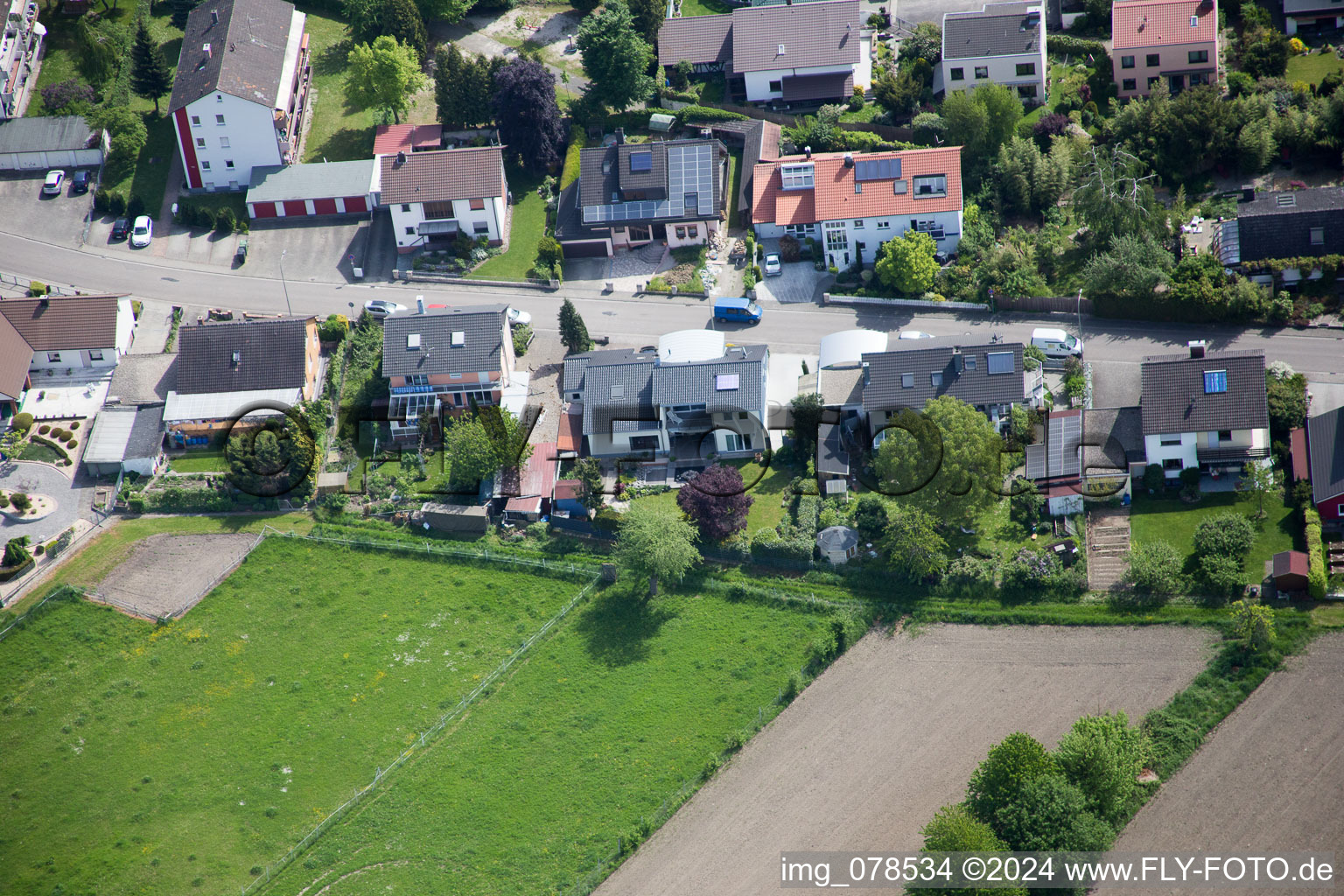 Hagenbach in the state Rhineland-Palatinate, Germany from a drone