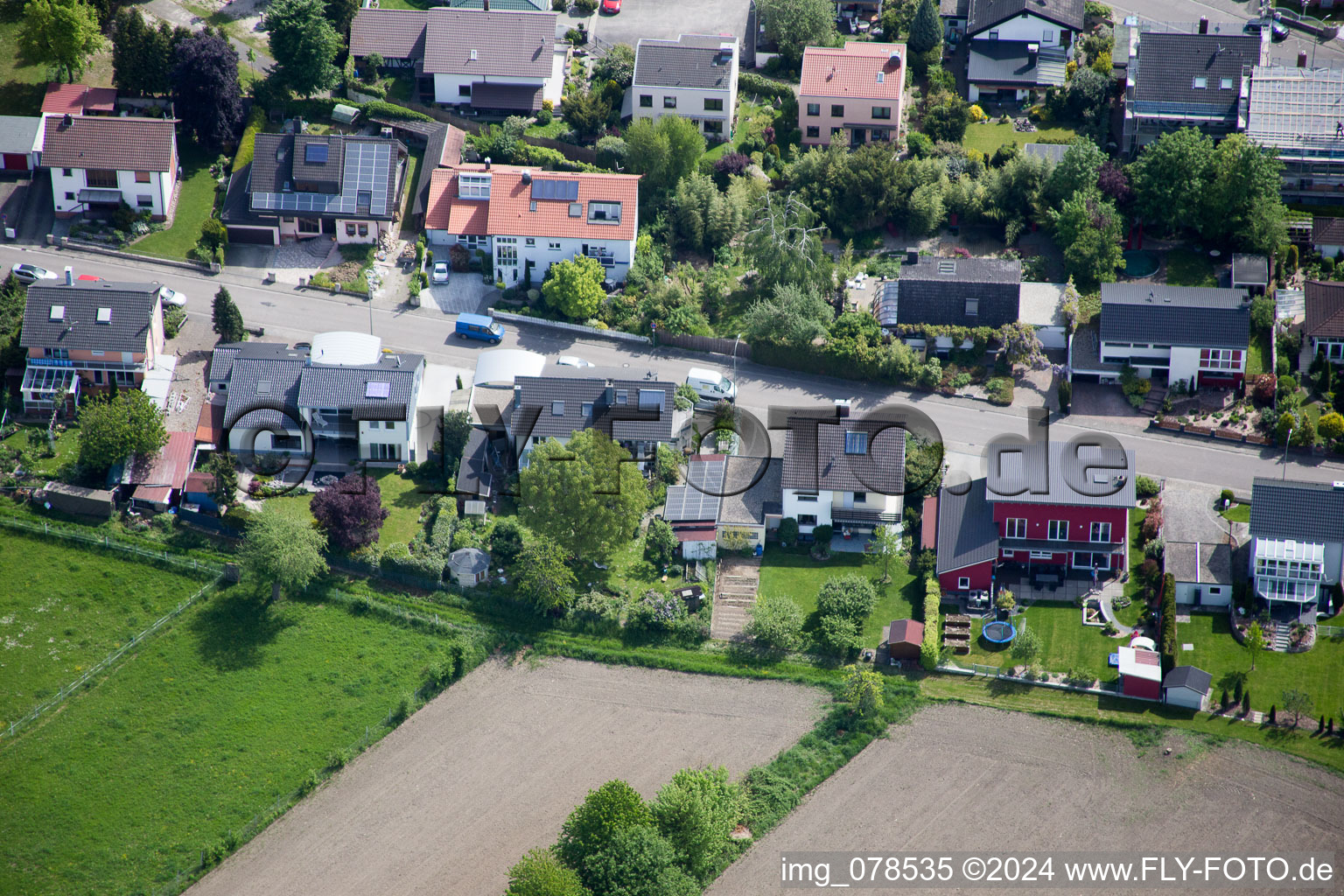 Hagenbach in the state Rhineland-Palatinate, Germany seen from a drone