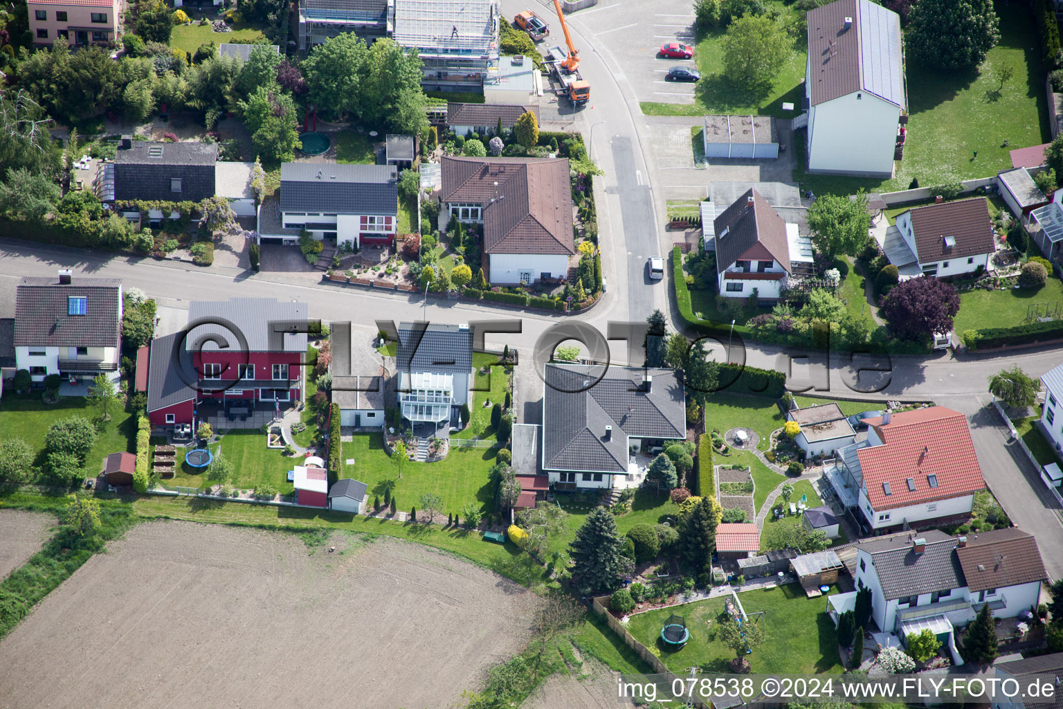 Aerial photograpy of Hagenbach in the state Rhineland-Palatinate, Germany