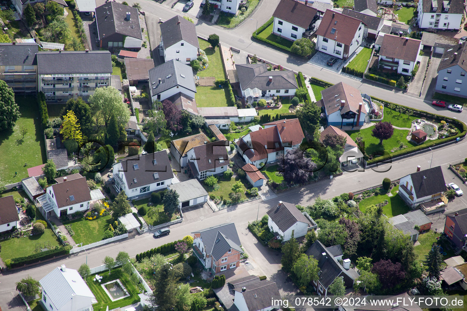 Hagenbach in the state Rhineland-Palatinate, Germany seen from above