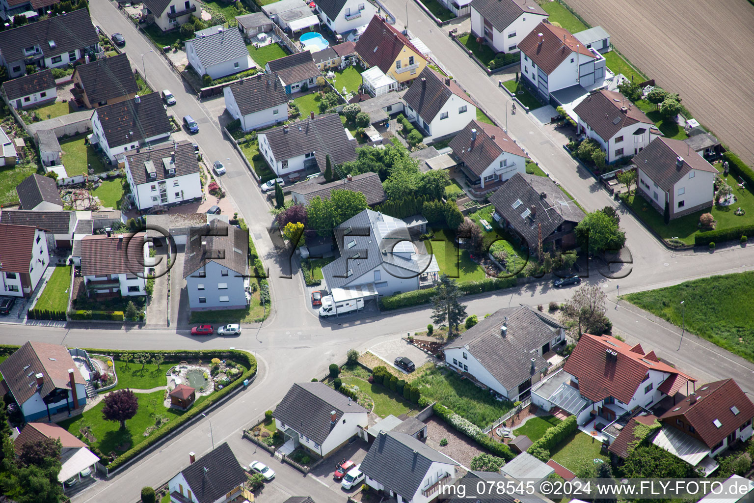 Bird's eye view of Hagenbach in the state Rhineland-Palatinate, Germany