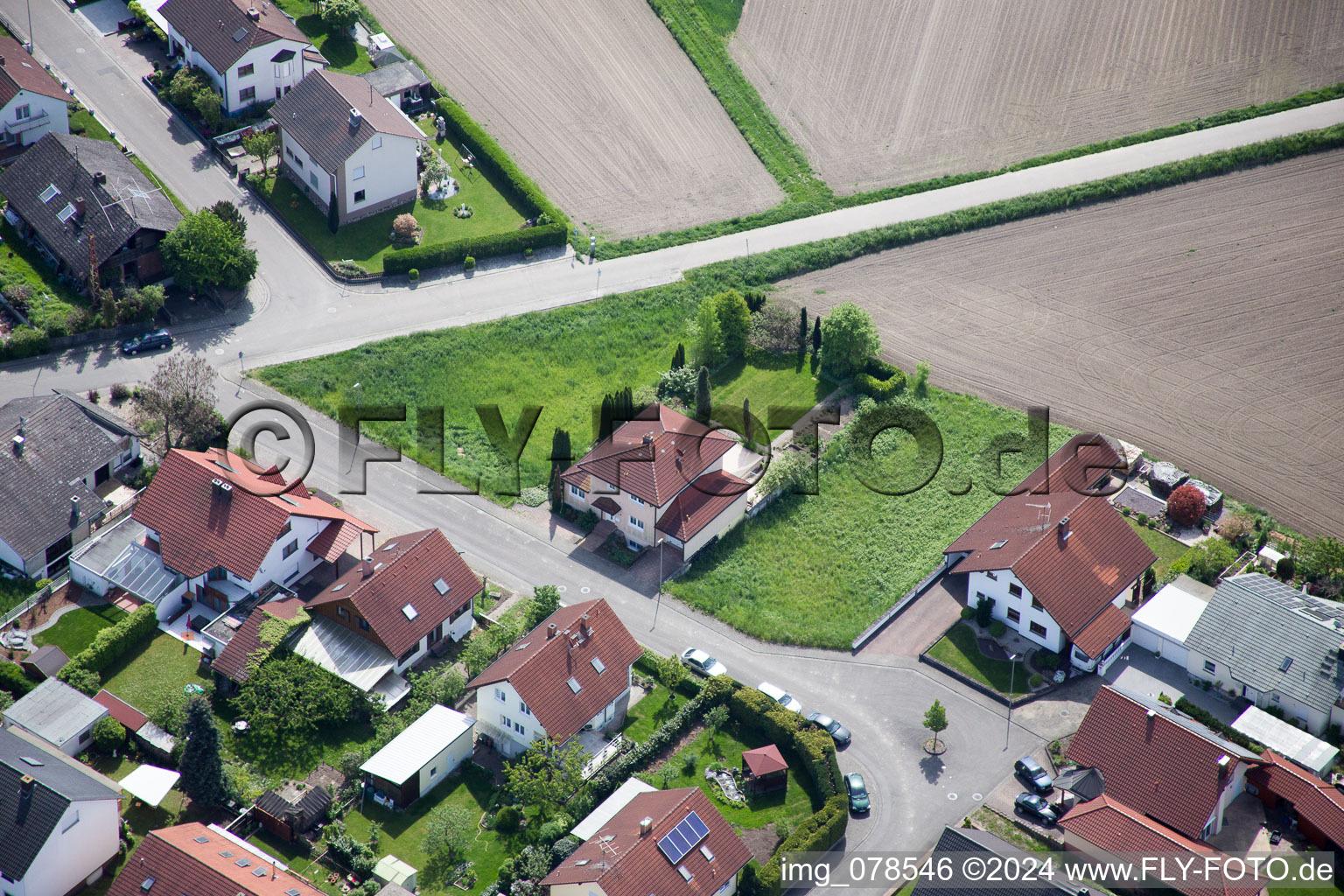 Hagenbach in the state Rhineland-Palatinate, Germany viewn from the air