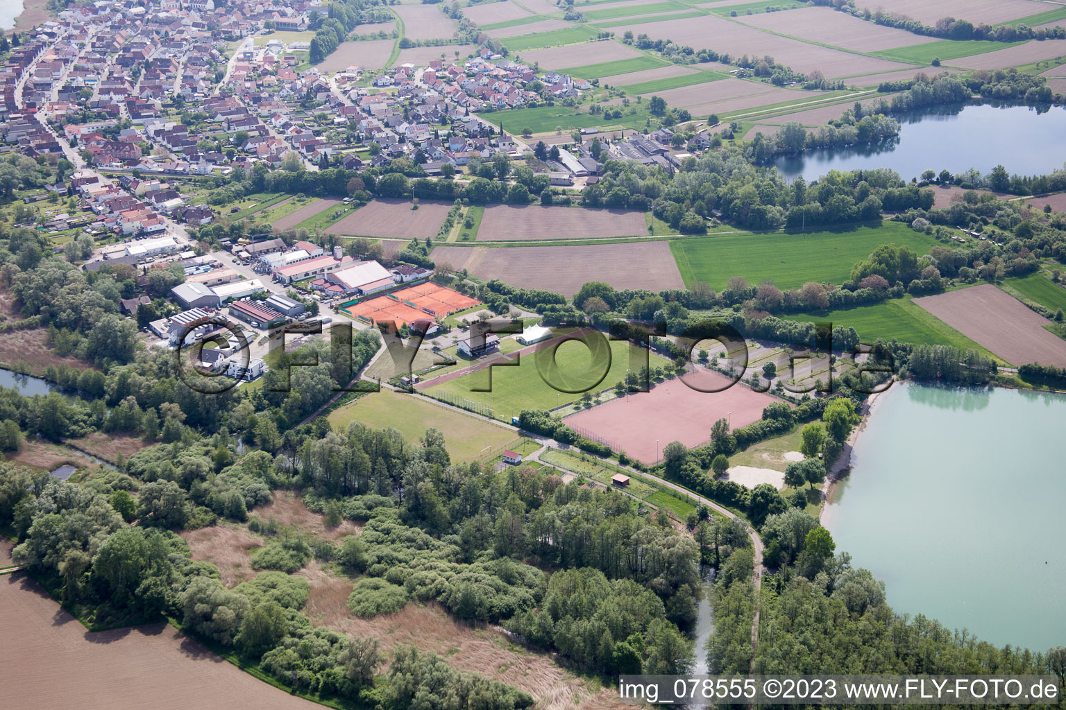 Drone recording of Neuburg in the state Rhineland-Palatinate, Germany