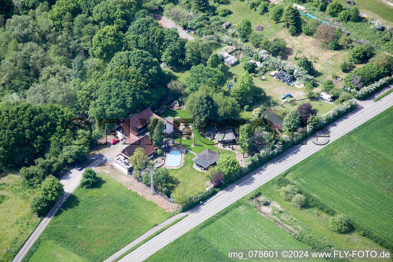 Aerial view of District Neulauterburg in Berg in the state Rhineland-Palatinate, Germany