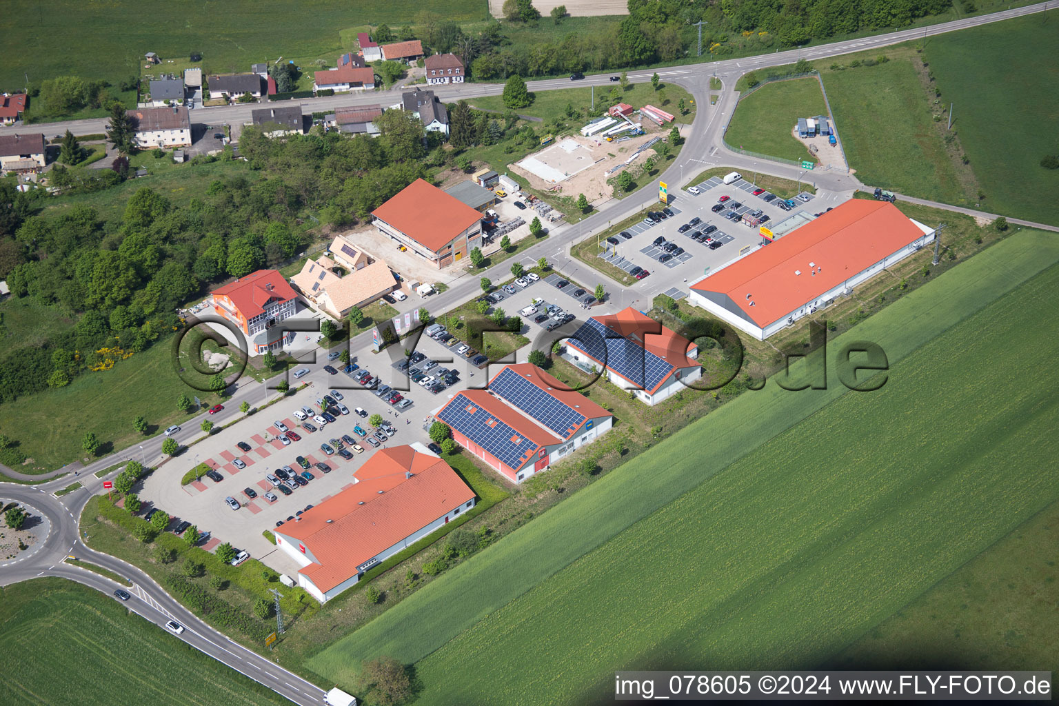 Aerial photograpy of District Neulauterburg in Berg in the state Rhineland-Palatinate, Germany