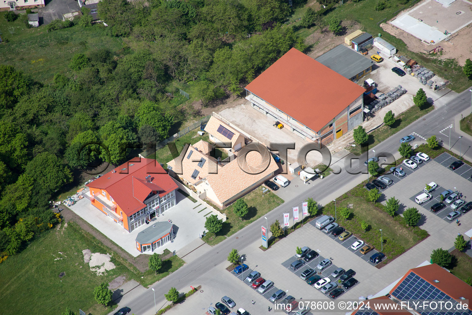 Aerial view of Mühläcker in the district Neulauterburg in Berg in the state Rhineland-Palatinate, Germany